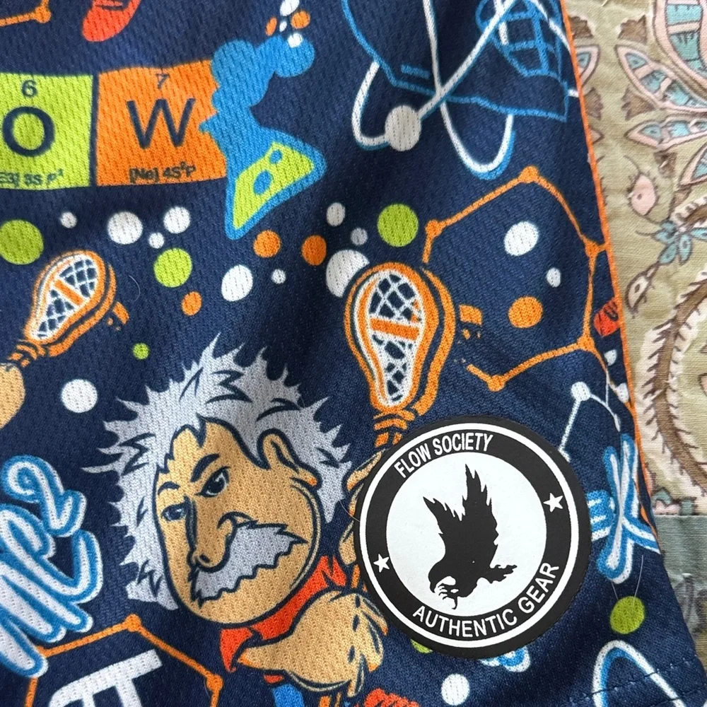 Flow Society Lacrosse Boys Navy Science Cartoon Print Athletic Shorts - Picture 2 of 4